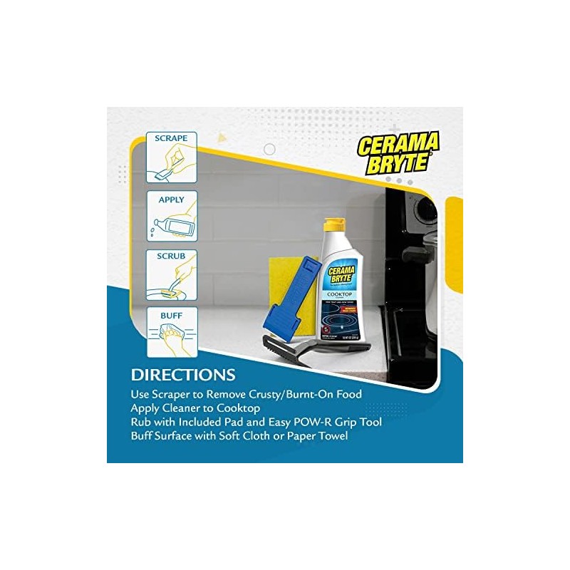 Cerama Bryte Glass Cooktop and Stove Top Cleaner Combo Kit