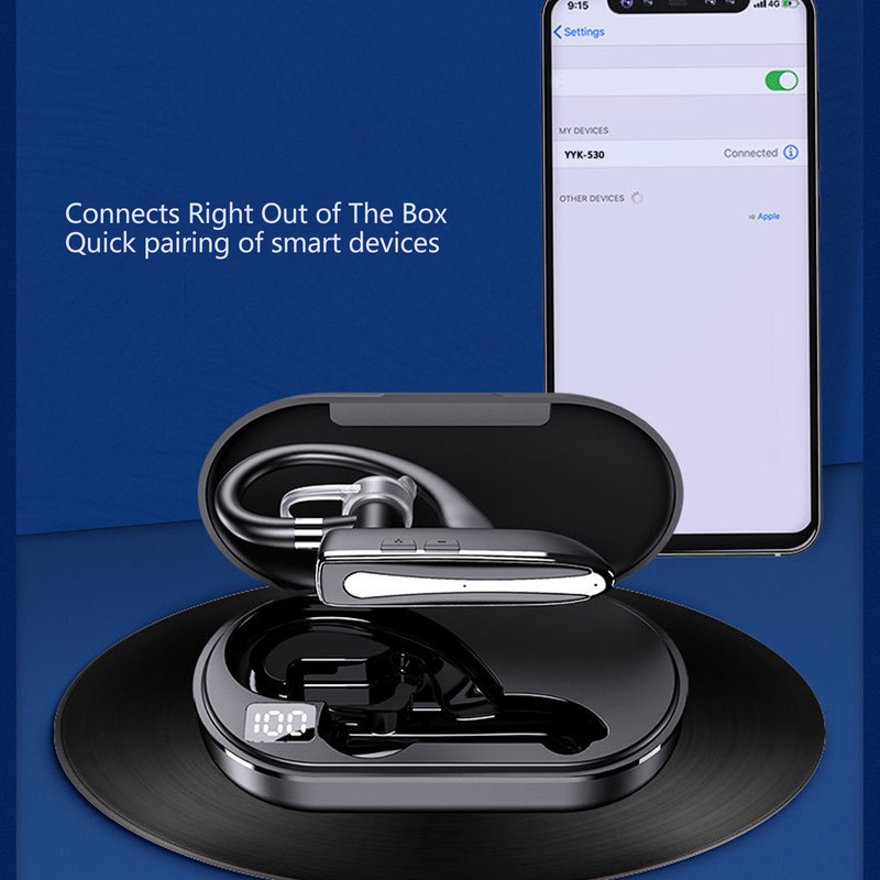 Bluetooth Earpiece Noise Cancelling Hands Free Rotatable Single Ear Wireless