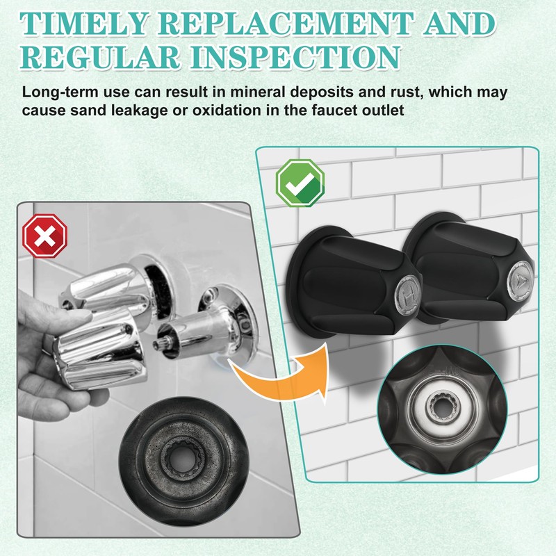 3 Piece Metal Shower Knob Replacement Compatible with Price Pfister