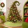 30 Inch Green and White Christmas Tree Skirt with Pom