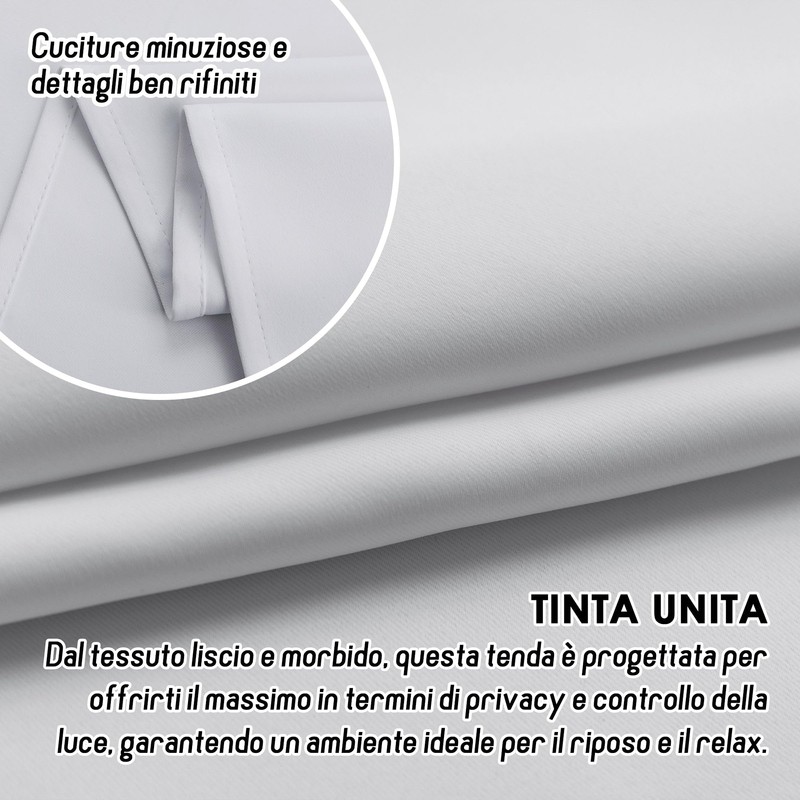GIRASOLE HOME Coppia Tende Fiji Bianche Semi Oscuranti Termiche Morbide