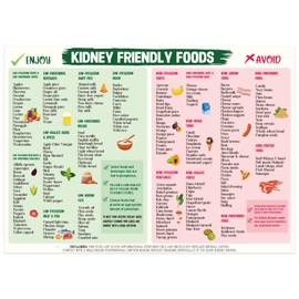 BOXOB Kidney Friendly Food Chart Magnet for Refrigerator, 14x10in Magnetic Diet List Chart Nutritional Food List Poster for Kidney Friendly Healthy Eating Guide