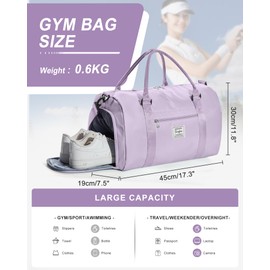 Gym Bag Womens Mens with Shoes Compartment and Wet Pocket Travel Duffel Bag for Women for Plane Sport Gym Tote Bags with Toiletry Bag Waterproof Weekend Overnight Bag Carry on Bag Hospital Holdalls