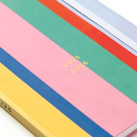 Busy B Diary - A5 Mid-Year Academic Diary - Busy Life Weekly Journal - Aug '25 - Aug '26 – Multi Stripe Cover - Life Planner with Dual Schedules, Year Calendar, Pen Loop, Pockets & Elastic Closure