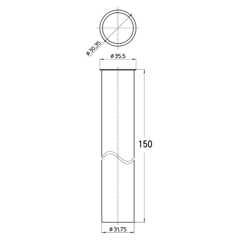 SANEI Drain Parts Single Brim Straight Pipe for Metal Traps,
