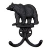 Wowser Rustic Black Bear Cast Iron Double Wall Hooks, Set