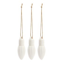 DEMDACO Christmas Bulb White Earthenware Fragrance Oil Diffuser Hanging Ornament 4 Piece Set