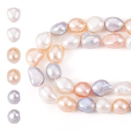 Cheriswelry Freshwater Pearl Beads for Bracelets 8.5-13mm Natural Shell Pearl Bead Seashell Loose Spacer Bead for Bohemia Necklace Earrings Jewelry Making (2 Strands, About 17-18Pcs/Strand)