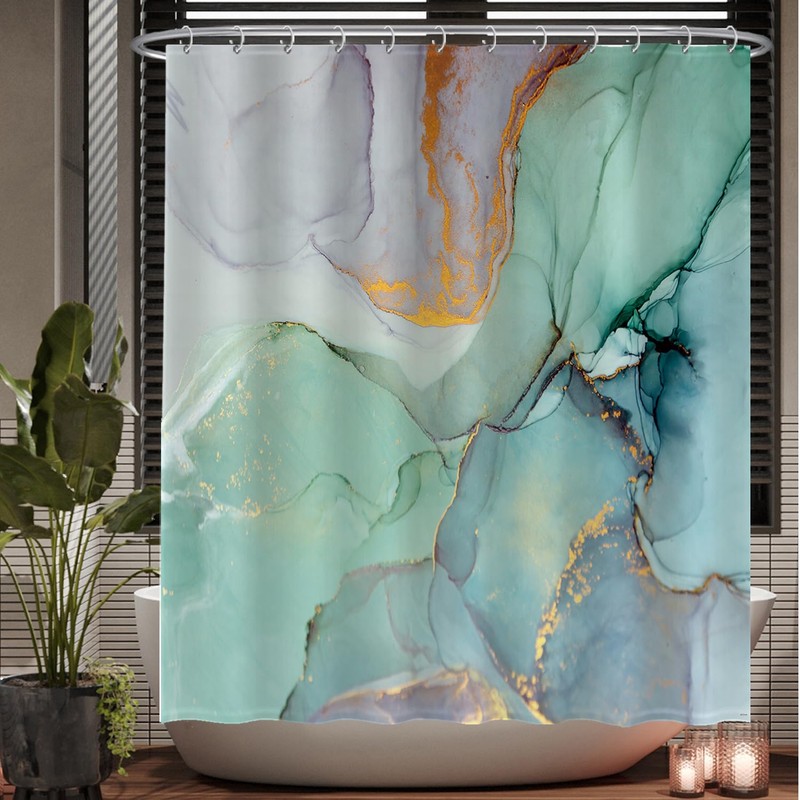 Ulticool Shower Curtain - Marble Green Blue Watercolour - 180