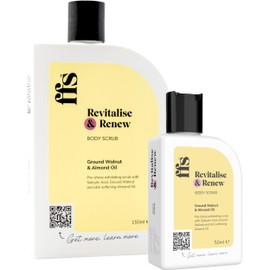 50ml & 150ml Revitalise & Renew Exfoliating Body Scrub w/Shea Butter, Coconut Oil, Salicylic Acid - Paraben & Cruelty-Free Body Scrub Exfoliator for Clogged Pores & Dry Skin- FFS Beauty