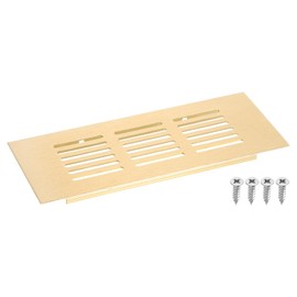 sourcing map Air Vents Cover, 1Pcs 150 x 60mm - Aluminum Alloy Mesh Air Return Vent Cover, Rectangle Louvered Ventilation Grille for Shoe Cabinet Wardrobe (Gold)