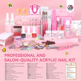 SAVILAND Acrylic Nail Kit with Drill: Professional Nail Kit Acrylic Set for Beginners with Everything Gel Polish U V Light Decorations for Home Salon Gift Set