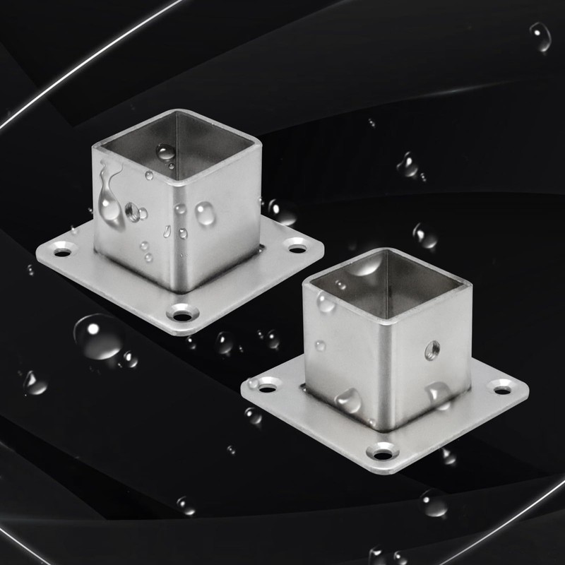Wealrit 4 Pcs Square Post Bases Stainless Steel Flange Anchor