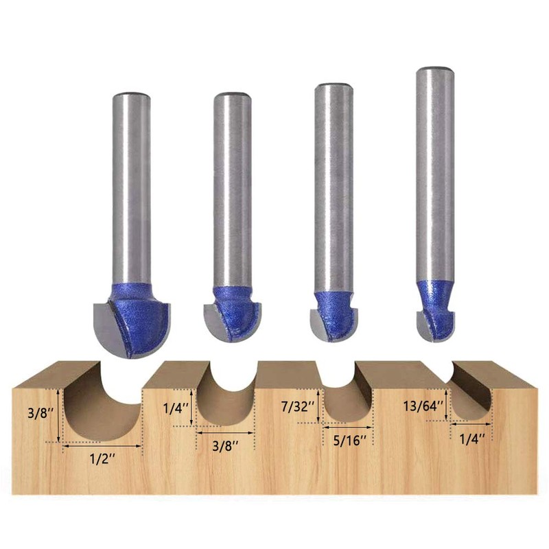 Mesee 4 Pieces Cove Core Box Router Bit Set Industrial