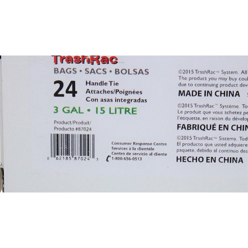 Trashrac 3 gal. Trash Bags Handle Tie 24 pk