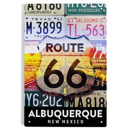 Lantern Press 6x9 Inch Metal Sign, Albuquerque, New Mexico, Route 66, License Plates