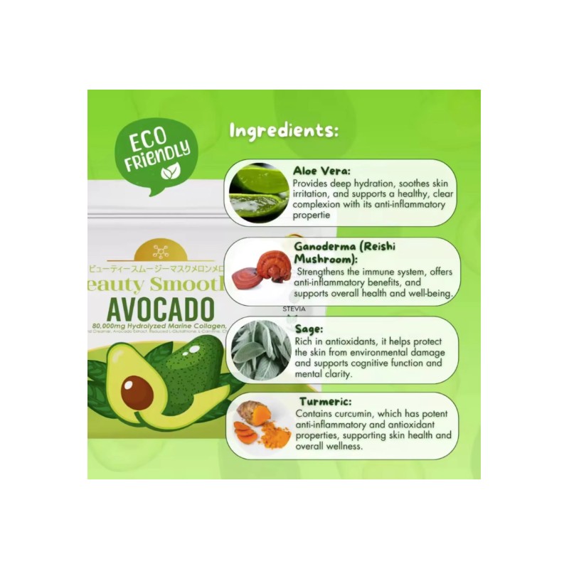 Luxe Slim Avocado Smoothie Collagen Drink, 10 Sachets