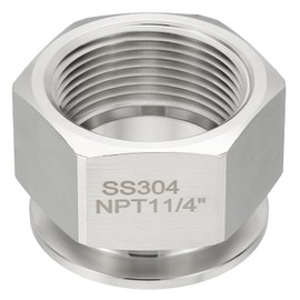 PATIKIL 1.5 in TC Tri Clamps Adaptor, 1pcs Tri Clamps Fittings to NPT 1-1/4 Female Thread Adaptor Hexagonal Sanitary 304 Stainless Steel for Food Beverage Equipment, 50.5mm Ferrule