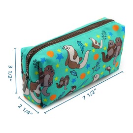 Otters Pencil Case Students Canvas Pen Bag Pouch Stationary Case Makeup Cosmetic Bag