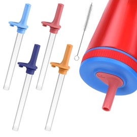 Vodolo Straw Replacement Compatible with Zak Straw Cups，4PCS 15 oz Tumbler Water Bottle Reusable Silicone Lid Straw BPA-Free with Straw Cleaning Brush for Zak Designs Kelso 12 oz Cups