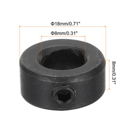 MECCANIXITY Shaft Collar 0.3 Inch Bore Carbon Steel Set Screw Style Clamping Collars Black 6 Pcs
