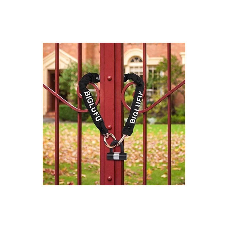 Candado Cadena Bicicleta Motocicleta BIGLUFU 10mm*1.2m Negro Llave