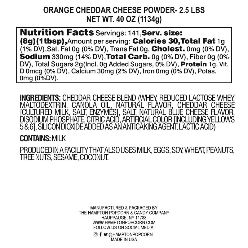 Cheddar Cheese Powder, 2.5 Pound Resealable Jar, Popcorn Cheese Powder,
