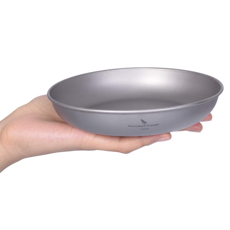 Boundless Voyage Camping Plate Titanium Pan Dish Plate with Carry