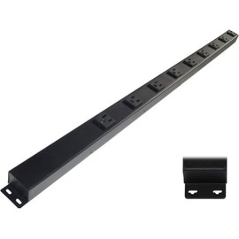 36” Hardwired Power Strip (NO Power Cord), 9 Vertical Outlets (NOT Tamper Resistant), with Ears (with mounting tabs on Both Ends), 15A (NOT a 20 Amp Unit), Black