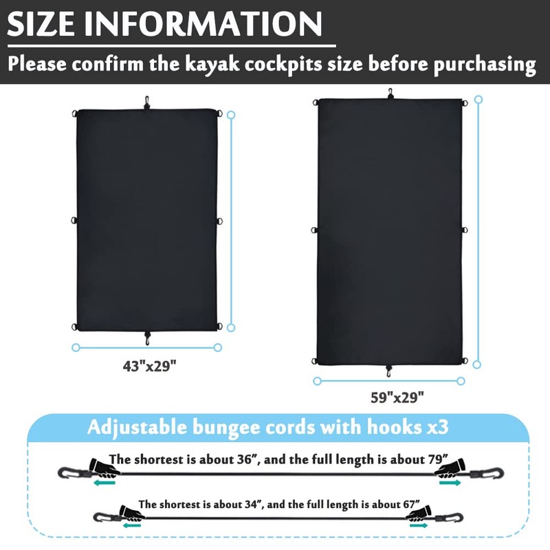 FCOUIID Kayak Cockpit Drape Cover with Hook Holes - 600D