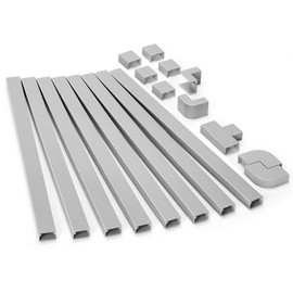 126in Cord Hider Kit, Wire Hiders for TV on Wall, Paintable Cable Management Kit, Wire Cover for Wall Mount TV, Hide Wires Along Wall, Grey Cord Cover Wall Wire Management, 8xL15.7in W0.95in H0.55in