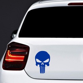 Autodomy Pack of 8 Units Melted Skull Stickers | Blue Sticker Punisher Vinyl Rain and UV Resistant | Skull Sticker External for Car, Helmet and Motorbike