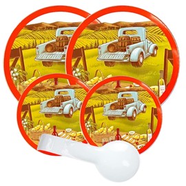 Electric Stove Burner Covers Set of 4 (2 Large, 2 Small) with Spoon Rest (Truck in Vineyard)