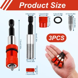Batheidon Drywall Bit Set, Quick Change Bit Holder, Magnetic Quick Change Bit Holder, 1/4 Inch Hex Shank, Depth Adjustment for Drywall Screwdrivers and Cordless Drills, 60 mm (Red)