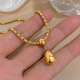 hotoo Long Teardrop Necklace Waterdrop Pendant Necklace For Women Choker Chain Conch Necklace For Christmas Birthday Gifts