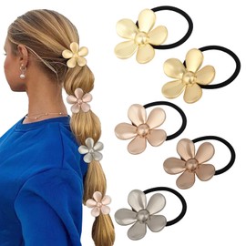 Amariver 5packs flower hair ties metal hair ties