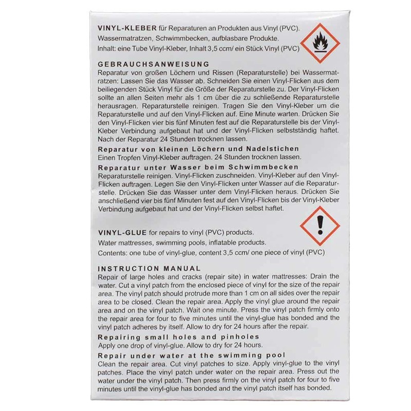 Puncture Repair Kit for Waterbed Vinyl KELBER Repair Kit for