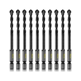 10pcs 6mm Masonry Drill Bits Set for Concrete Tile Brick Stone, Carbide Drill Bit Set for Plastic, Ceramic and Wood