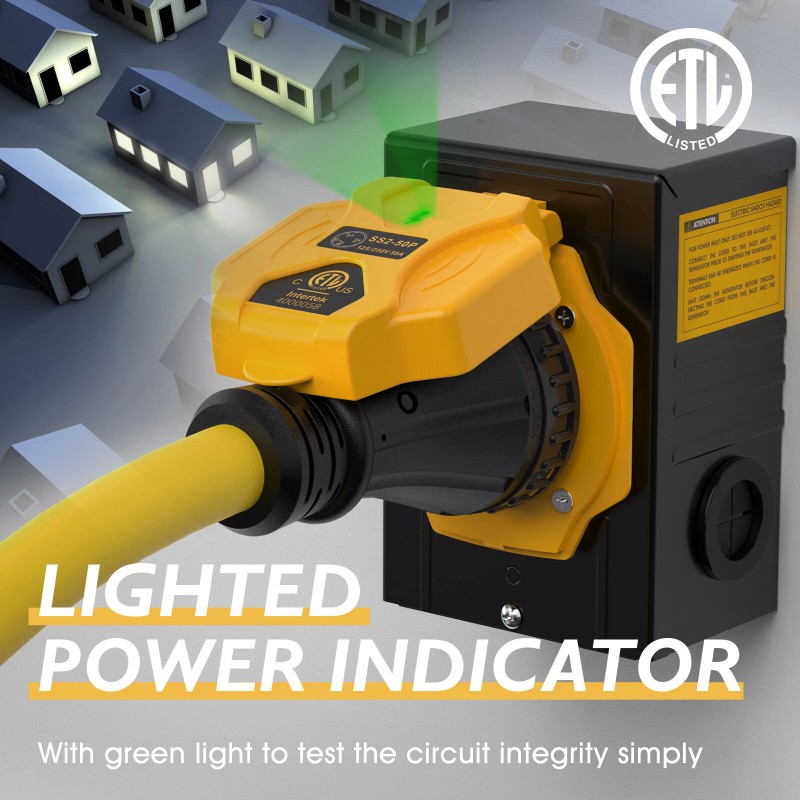 TOOLIOM 50Amp 3-Prong SS2-50P Generator Power Inlet Box Lockable with