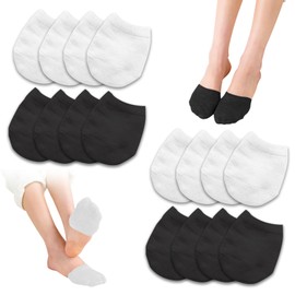 DERJDISF Toe Socks for Women (39-42), 8 Pairs - Non-Slip, Breathable Forefoot Socks, Invisible Half Socks, Ballerina Socks for High Heels (4 Pairs Each in Black and White)