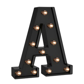 Foaky Black LED Letter Lights for Room Decor - Bedroom Wall Decor, Alphabet Lights for Home, Wedding, Party - Battery Operated （A）