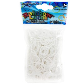Rainbow Loom® Glow in The Dark Collection: White Rubber Bands with 24 C-Clips (600 Count)