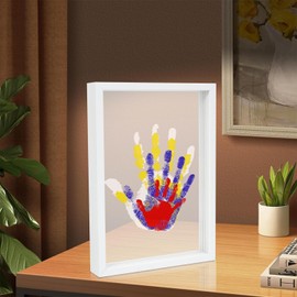 Auauraintt Baby Handprint and Footprint Set, 4 Pieces Family Handprint Set, DIY Newborn Keepsake Photo Frame, Wooden Frame for Crafts, Home Decor, Gift for New and Expecting Parents