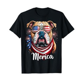 Patriotic Bulldog ‘Merica 4th of July Dog T-Shirt
