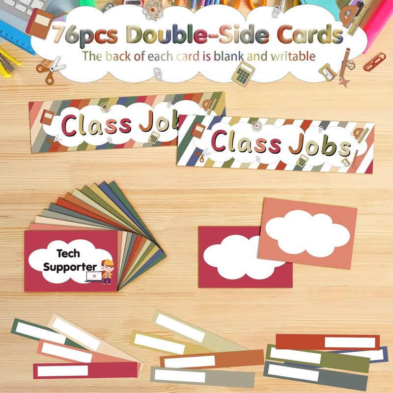 Jercecy Class Jobs Chart for Classroom with 76 Double Sided