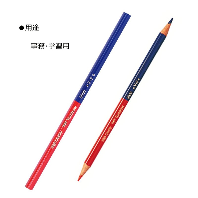Tombow 8900-VP Red and Blue Pencils, Round Shaft, Vermilion Indigo