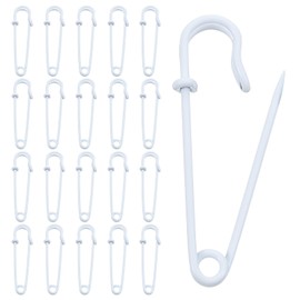 Ymapinc 20Pcs White Large Safety Pins - 2inch/50mm Heavy Duty Jumbo Metal Pins, Big Safety Pin for Clothes Sewing Paper Art Craft