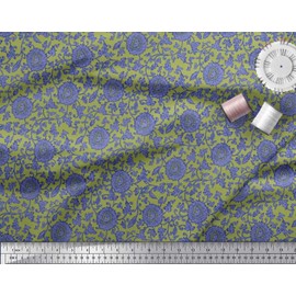 Soimoi Cotton Canvas Fabric Leaves & Floral Artistic Printed Fabric 1 metre 42 Inch Wide