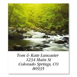 Mountain River Square Return Address Labels - Set of 144 1-1/8" x 2-1/4" Self-Adhesive, Flat-Sheet labels