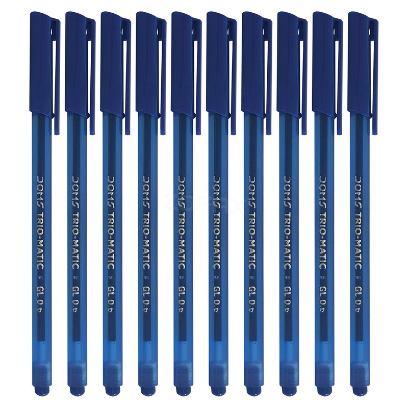 Doms 10 x 0.6mm Tip Trio-matic BLUE Triangular Ballpoint Pens